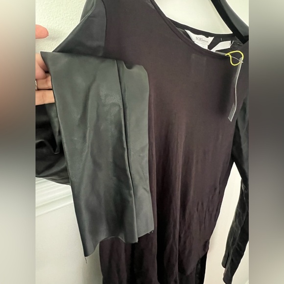 BCBGeneration NEW with tags NWT black synthetic leather sleeves top shirt BCBG - Picture 7 of 12